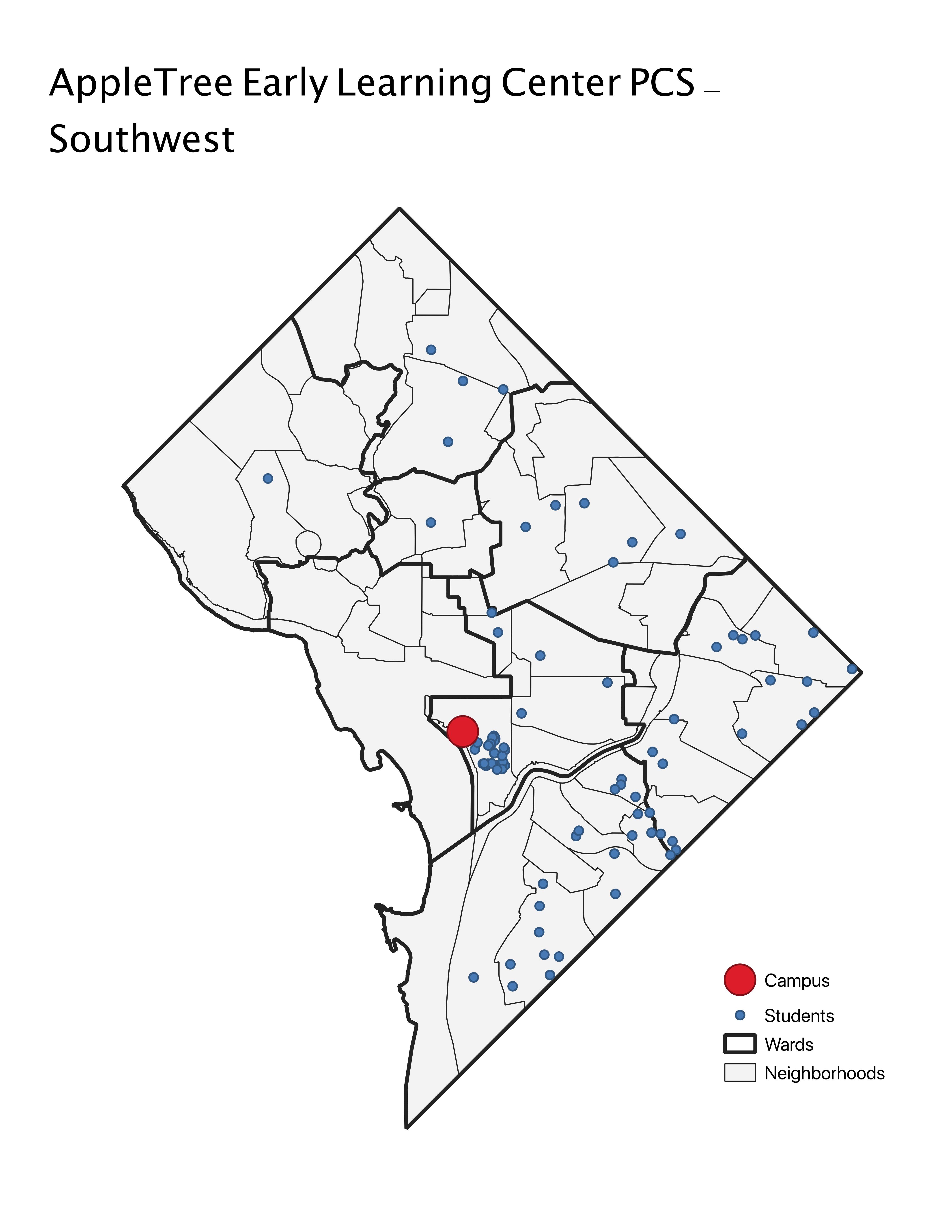 AppleTree Early Learning Southwest Student Location Map DC PCSB